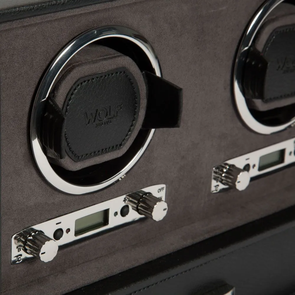 Wolf Blake Black Triple Watch Winder with Storage