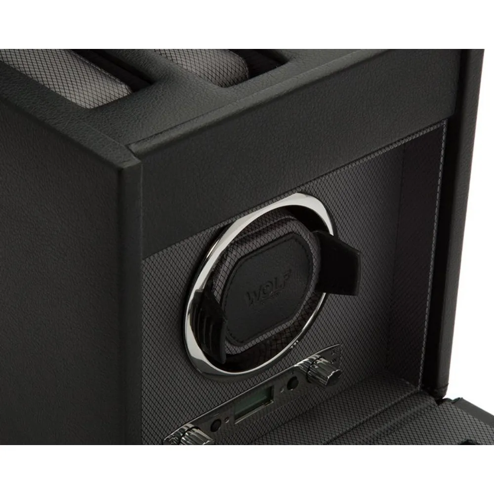Wolf Designs Viceroy Single Watch Winder with Storage - Black