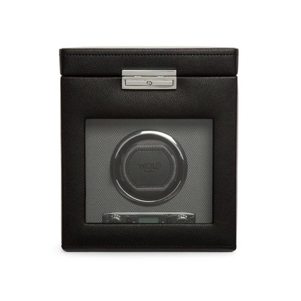 Wolf Designs Viceroy Single Watch Winder with Storage - Black