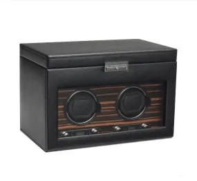 WOLF Roadster Black 2 Piece Watch Winder with Storage