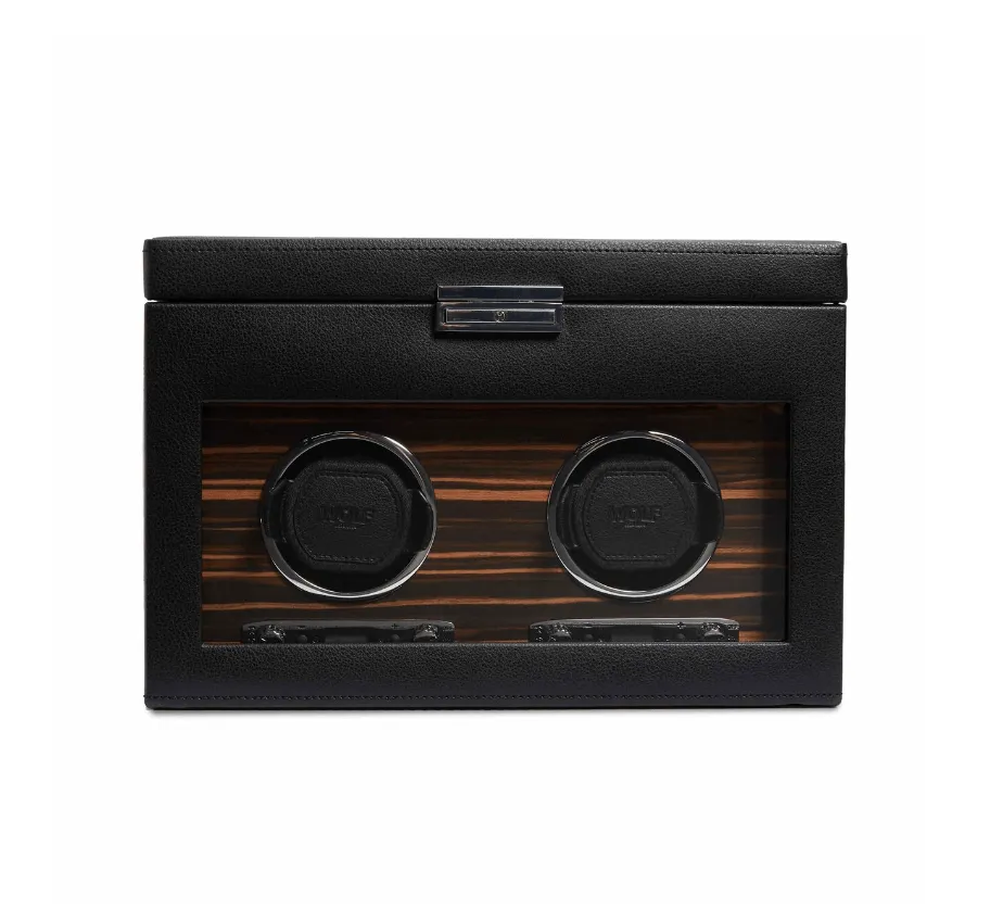 WOLF Roadster Black 2 Piece Watch Winder with Storage