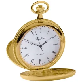 Woodford Double Full Hunter Skeleton Gold Plated Pocket Watch - Gold