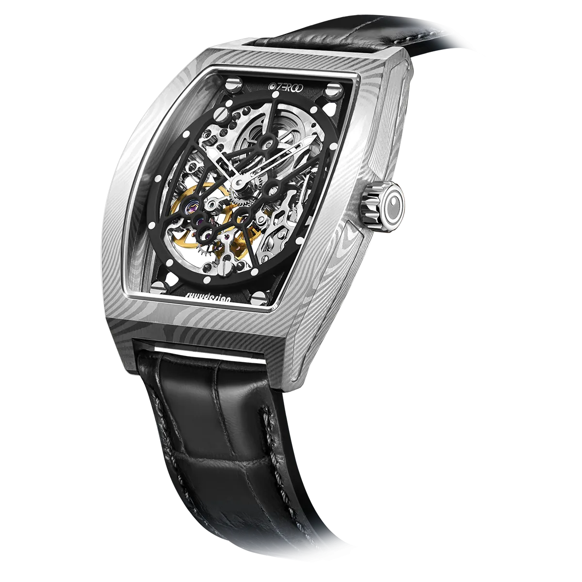 ZEROO M1D Damascus Steel THE AURIGA SKELETON MECHANICALAUTOMATIC WATCH FOR GENTS - ZM001DSBK