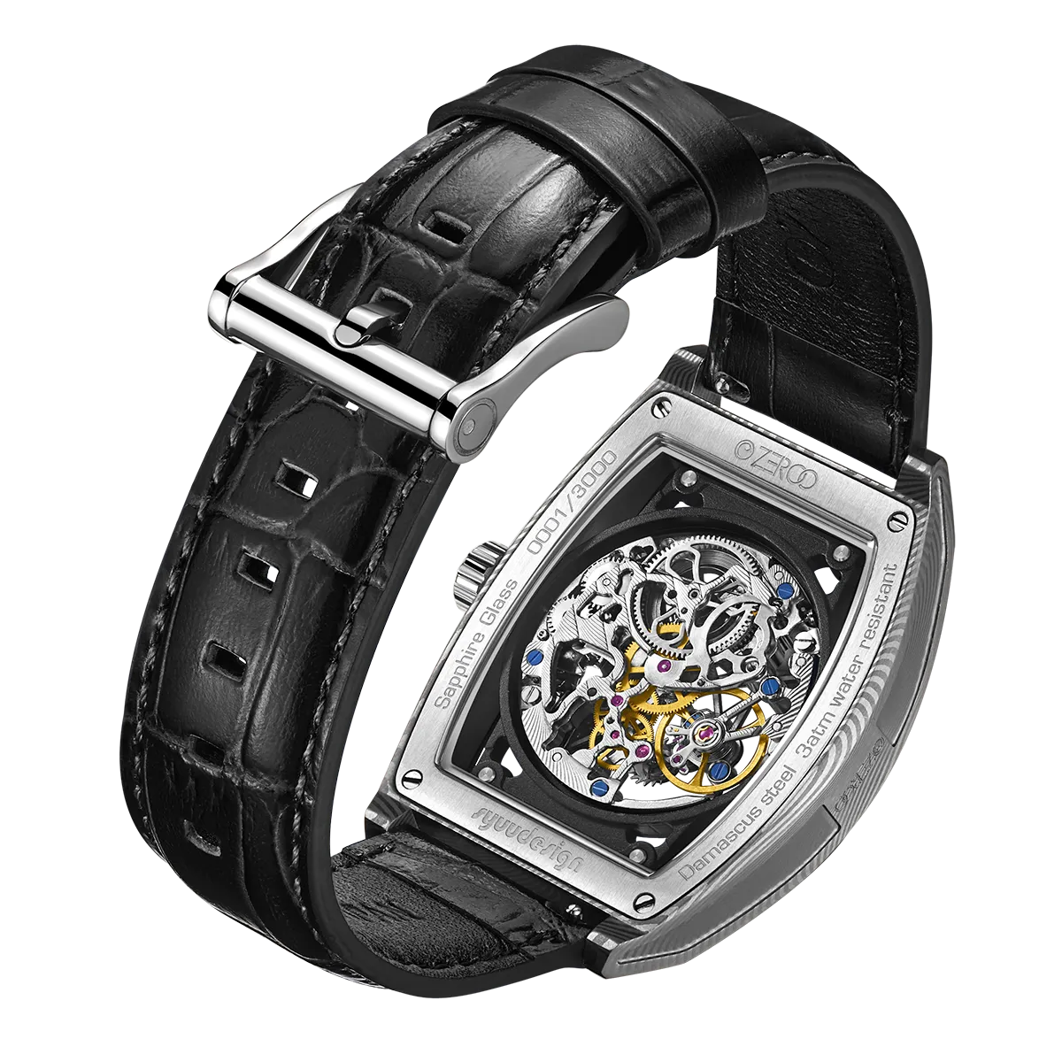 ZEROO M1D Damascus Steel THE AURIGA SKELETON MECHANICALAUTOMATIC WATCH FOR GENTS - ZM001DSBK